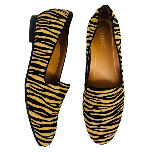 Vionic Willa Tiger Stripe Loafer Slip On Shoes Womens Size 6.5 Black Brown - Picture 1 of 6